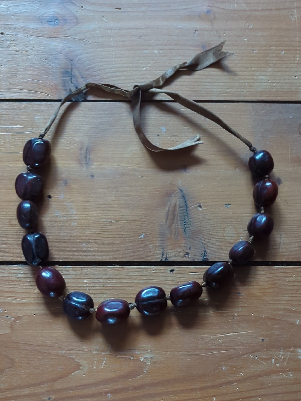 **FREE ADD ON**Handcrafted Brown Beans (Or Nuts?) Necklace